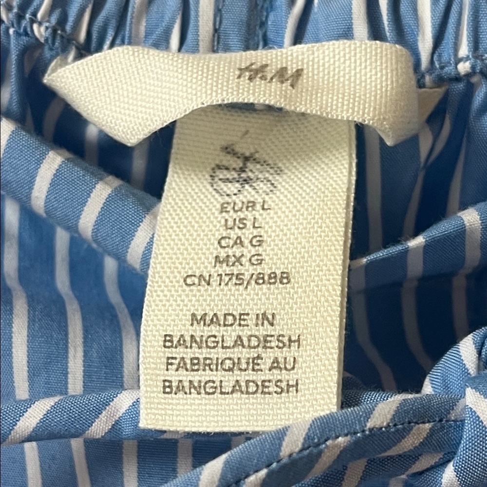 H&M Blue Striped Wide-Leg Pants Size Large - Picture 5 of 6